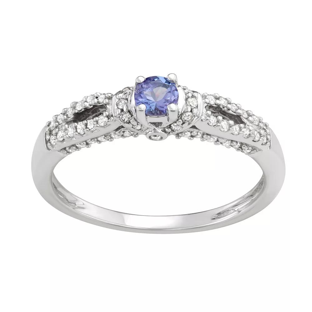 14k White Gold 1/3 Carat T.W. Diamond & Tanzanite Engagement Ring, Women's, Size: 6, 10k Whgold Product Image