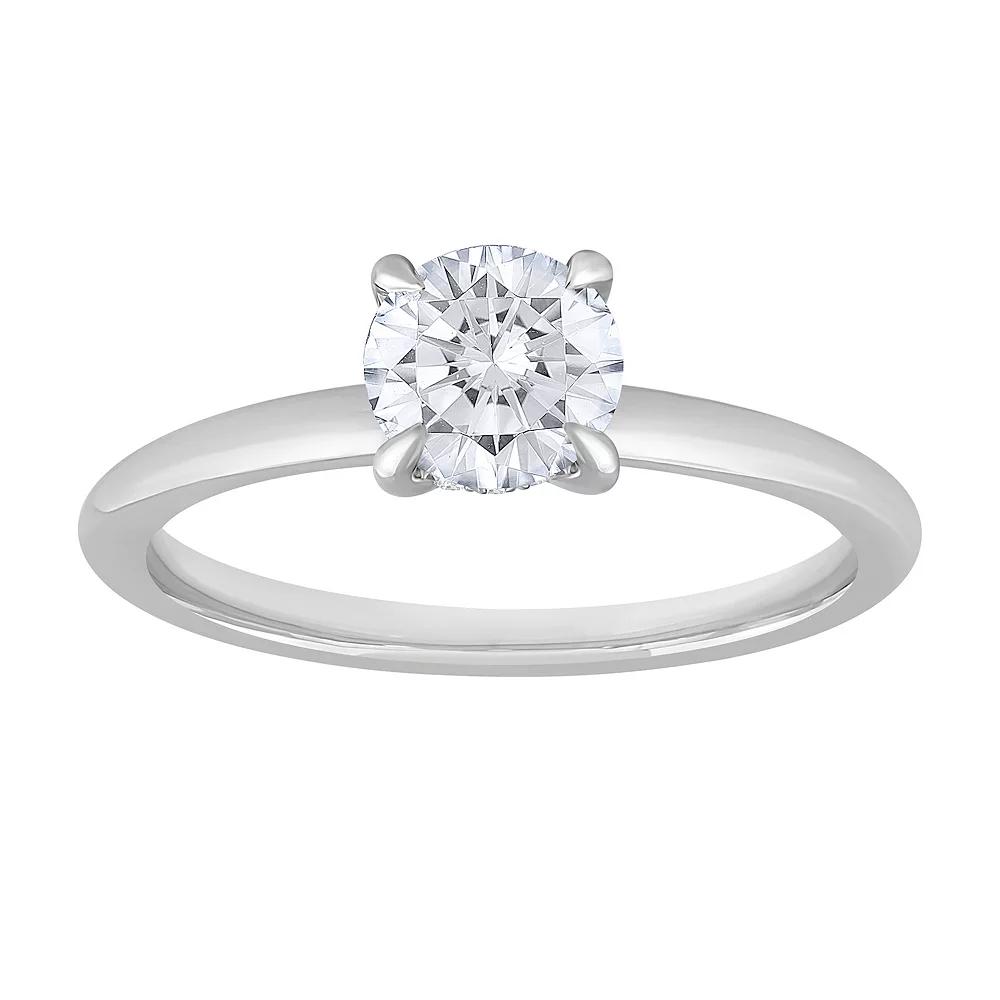 Galaxie Solaire 14k White Gold 1 Carat T.W. Lab-Grown Diamond Solitaire Plus Ring, Women's,  Product Image