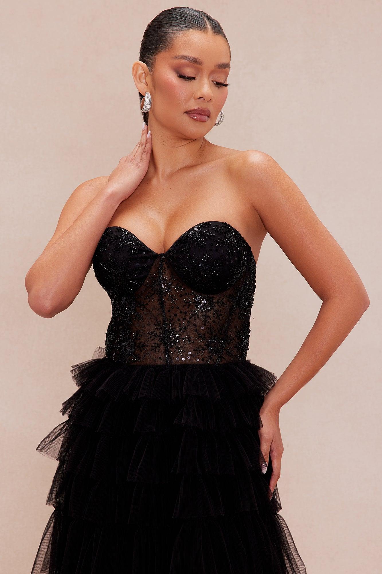 Eliza Embellished Tulle Gown - Black Product Image