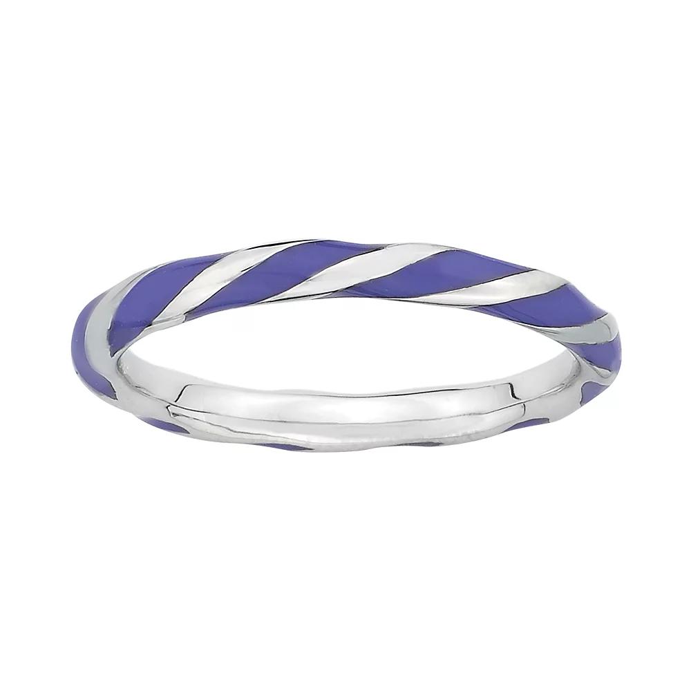 Stacks & Stones Sterling Silver Purple Enamel Twist Stack Ring, Women's, Size: 8 Product Image