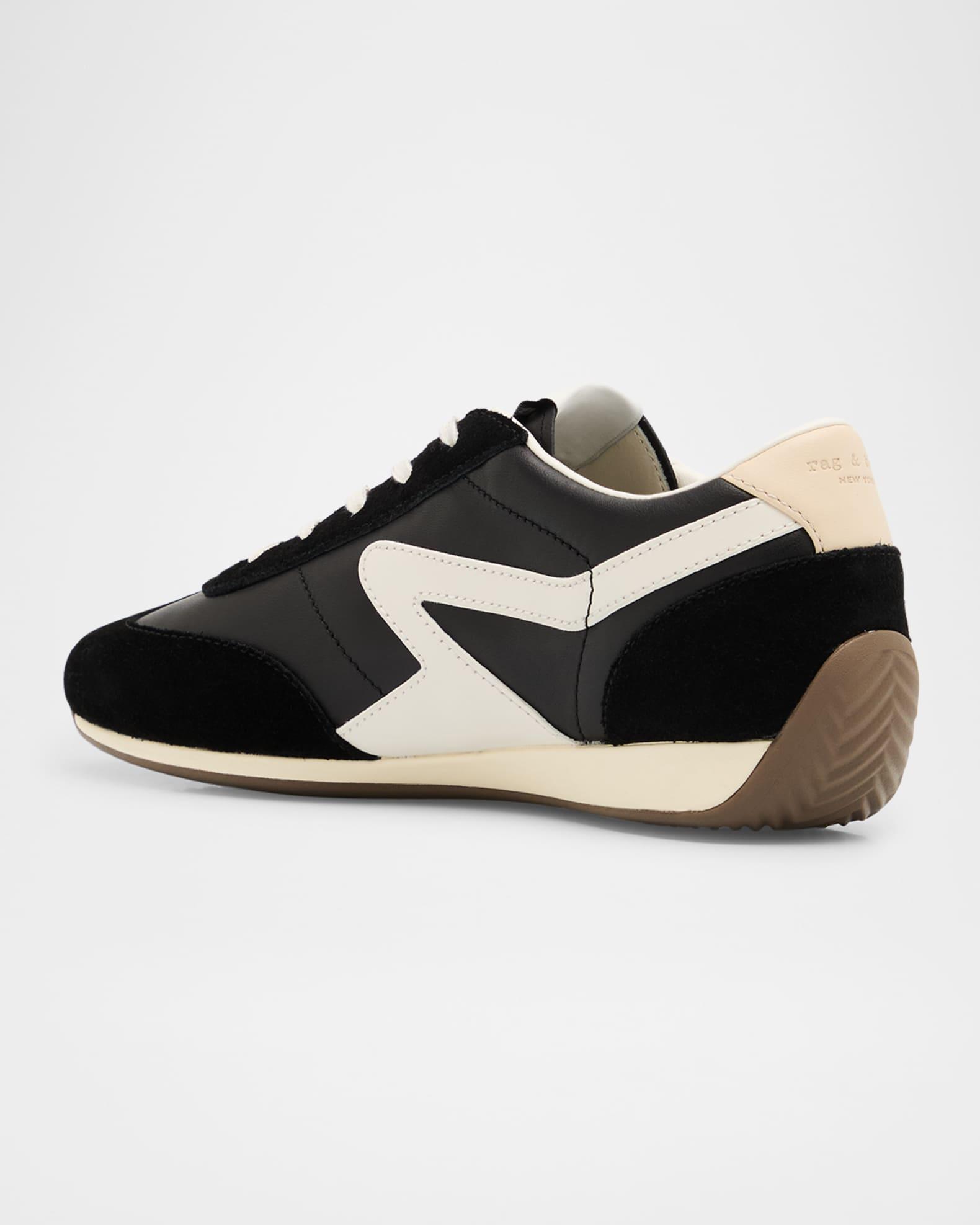 Retro Slim Mixed Leather Sneakers Product Image