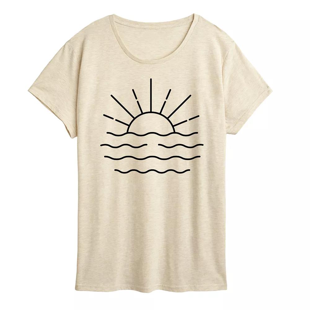 Women's Ocean Sunset Linework Graphic Tee,  Product Image