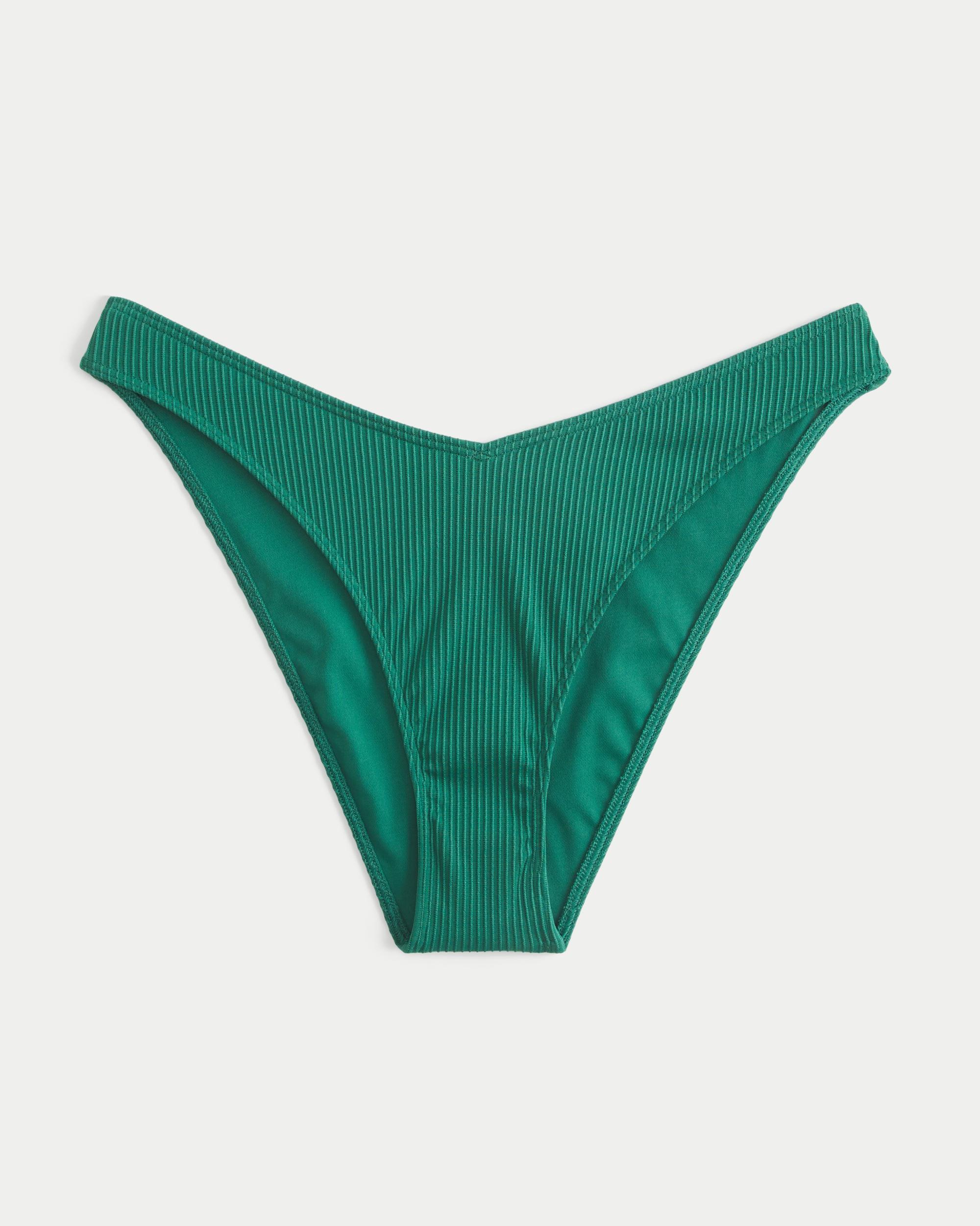 Ribbed High-Leg Cheeky Bikini Bottom Product Image