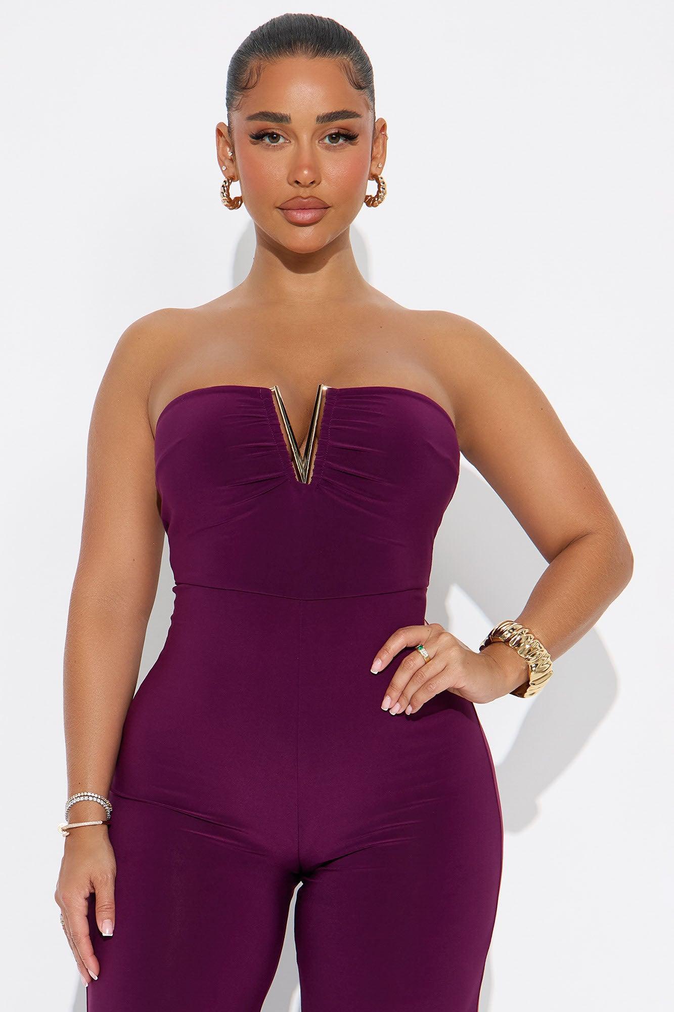 Valentina Strapless Wide Leg Jumpsuit - Plum Female Product Image