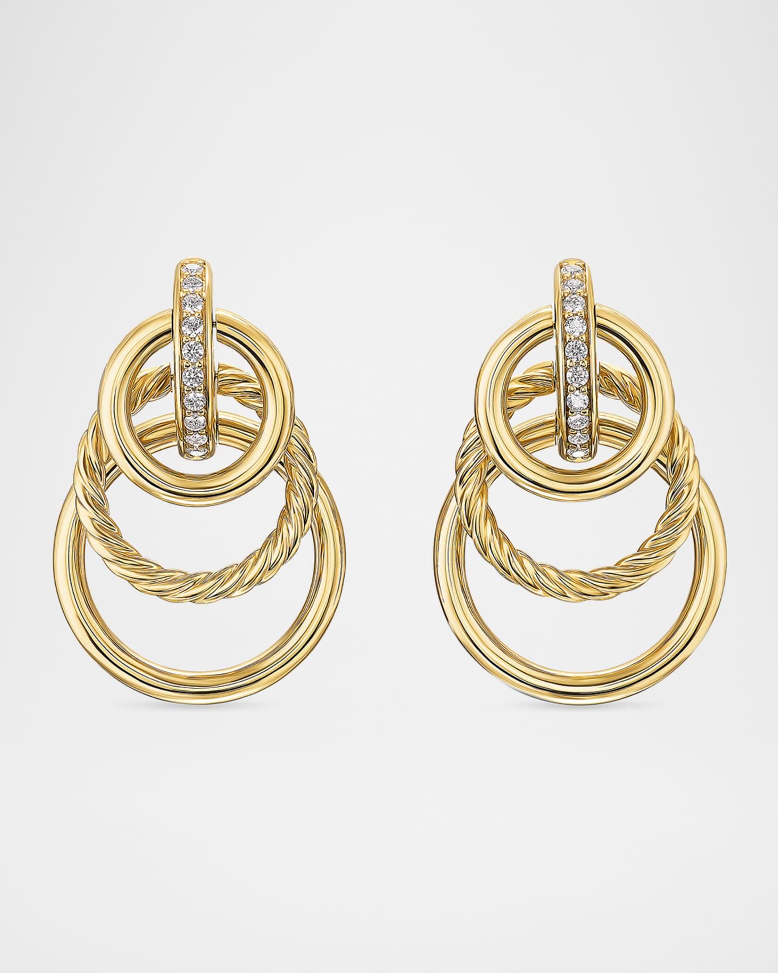 DY Mercer Triple Ring Earrings with Diamonds in 18K Gold, 35mm Product Image