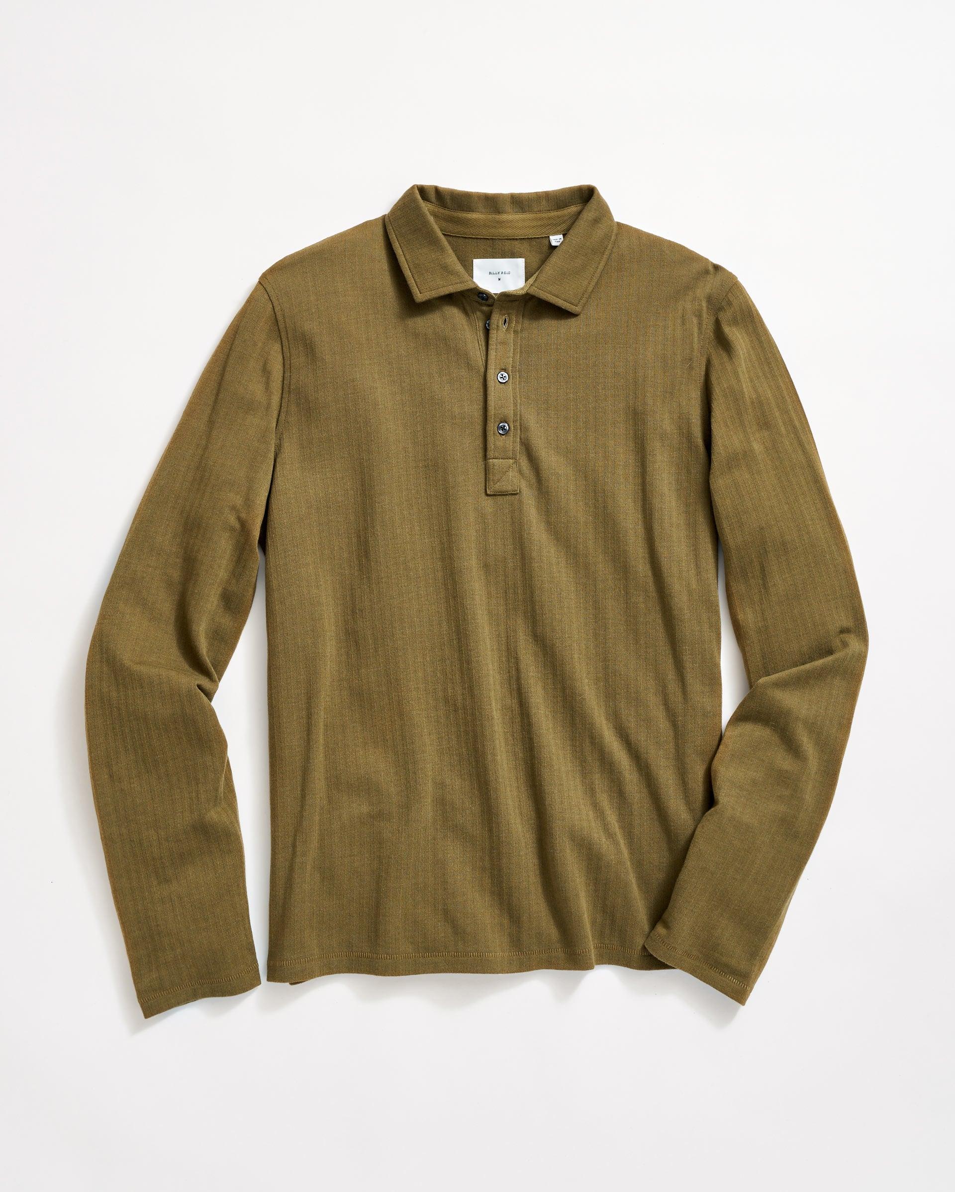 Long Sleeve Herringbone Polo -  Product Image