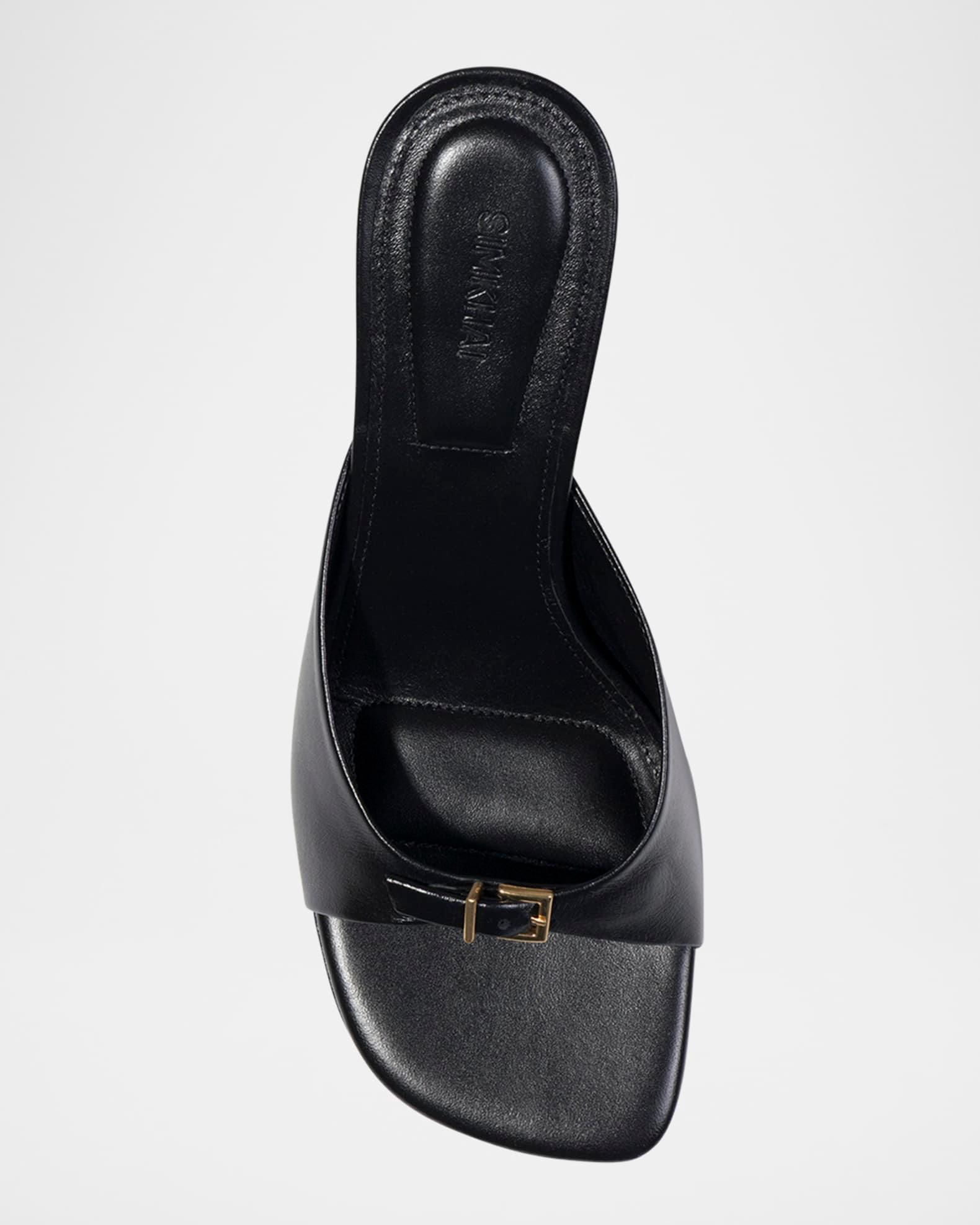 Carey Leather Buckle Mules Product Image
