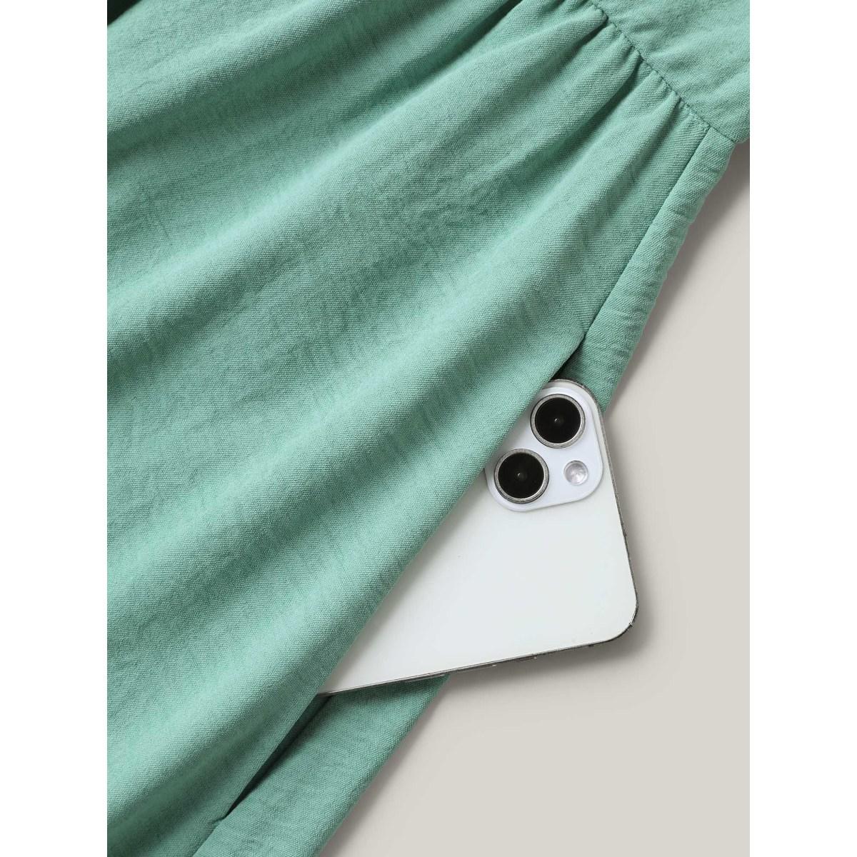 Plus Size Lace Cut-Out Lotus Leaf Sleeve Midi Dress Greenbean Women Elegant Woven ribbon&lace trim V-neck Sleeveless Curvy BloomChic 26/4X Product Image