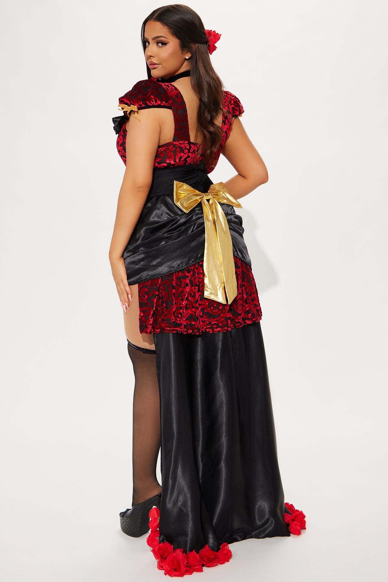 Sultry Saloon Vixen 3 Piece Costume Set - Red/combo Product Image