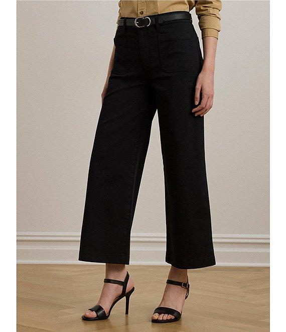 Lauren Ralph Lauren High Rise Stretch Cotton Chino Wide Leg Cropped Pants Product Image