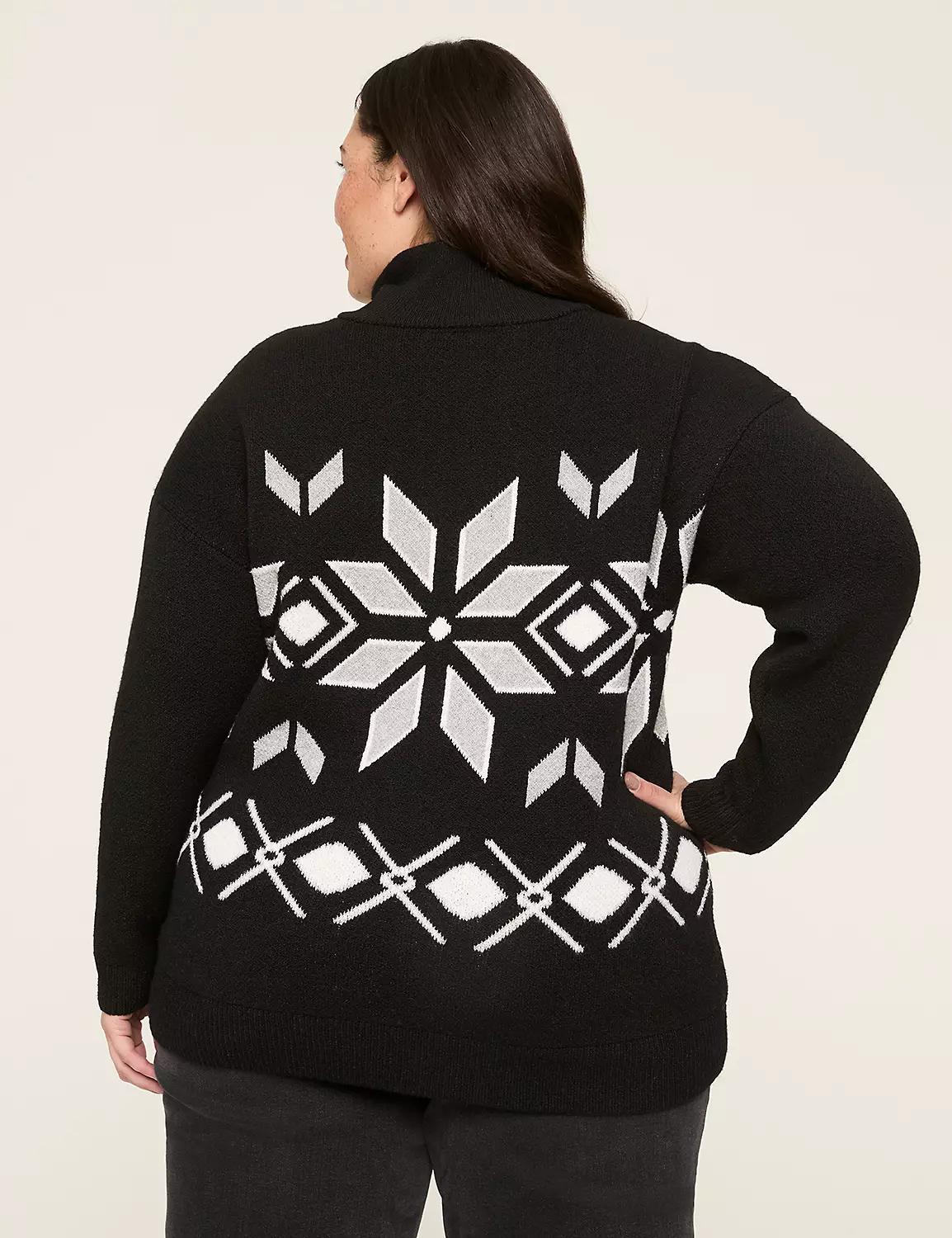 Jacquard Half-Zip Sweater Pullover Product Image