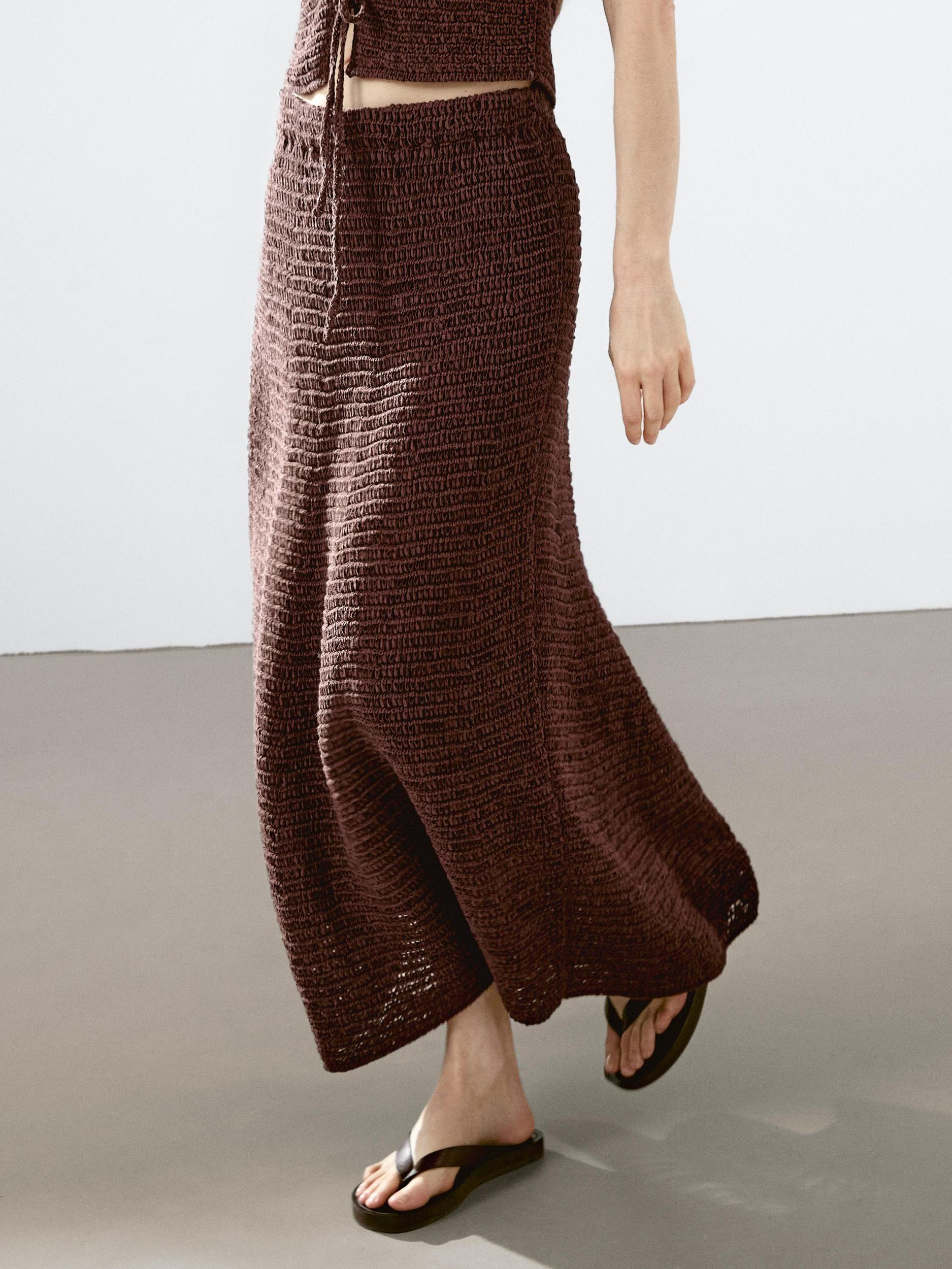 Cotton blend crochet midi skirt Product Image