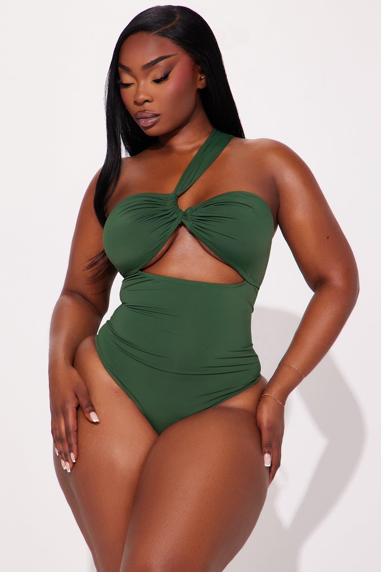 Ready For The Summer Cutout 1 Piece Swimsuit - Olive Product Image