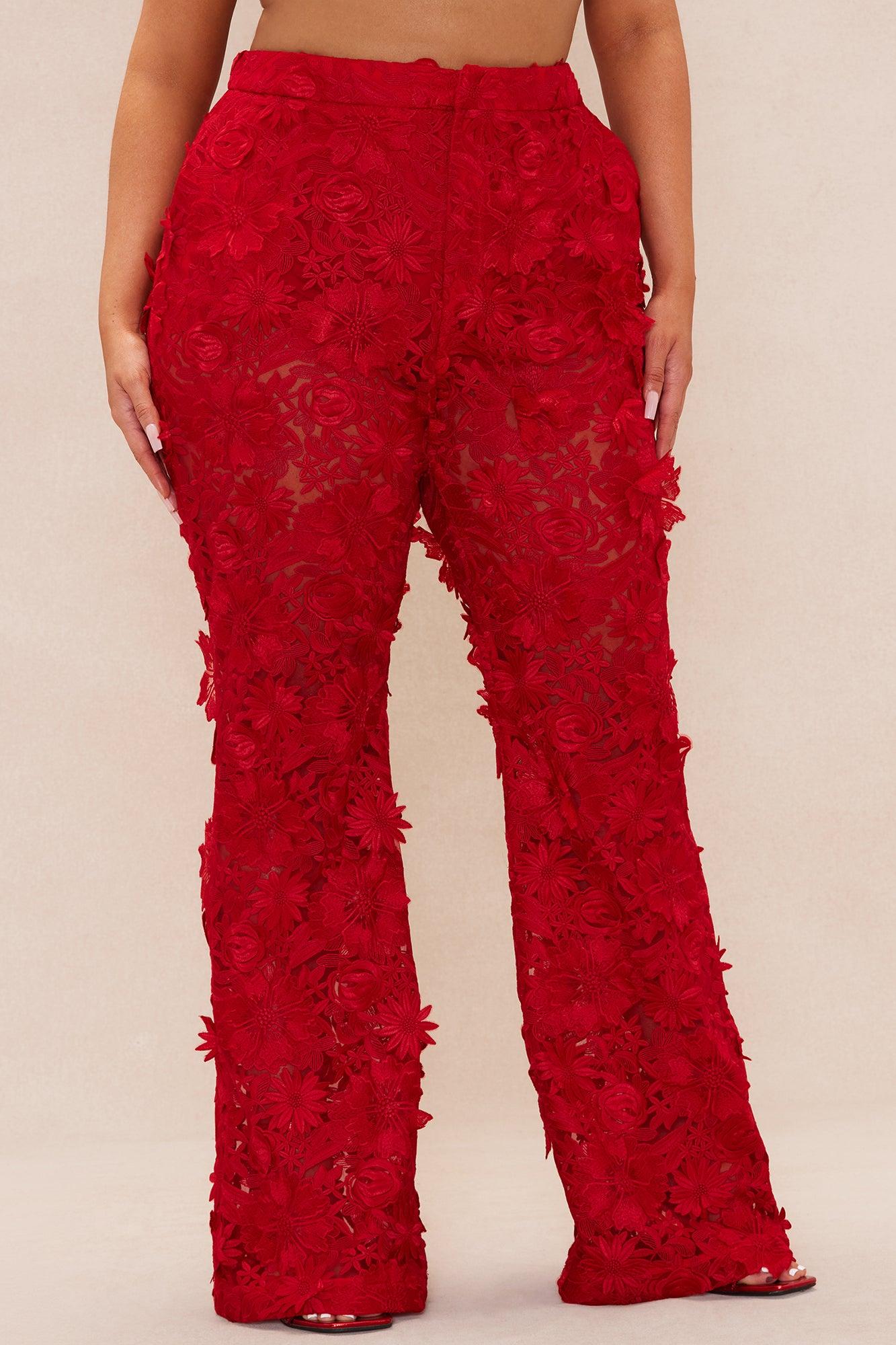 Denise Embroidered Pants - Red Product Image