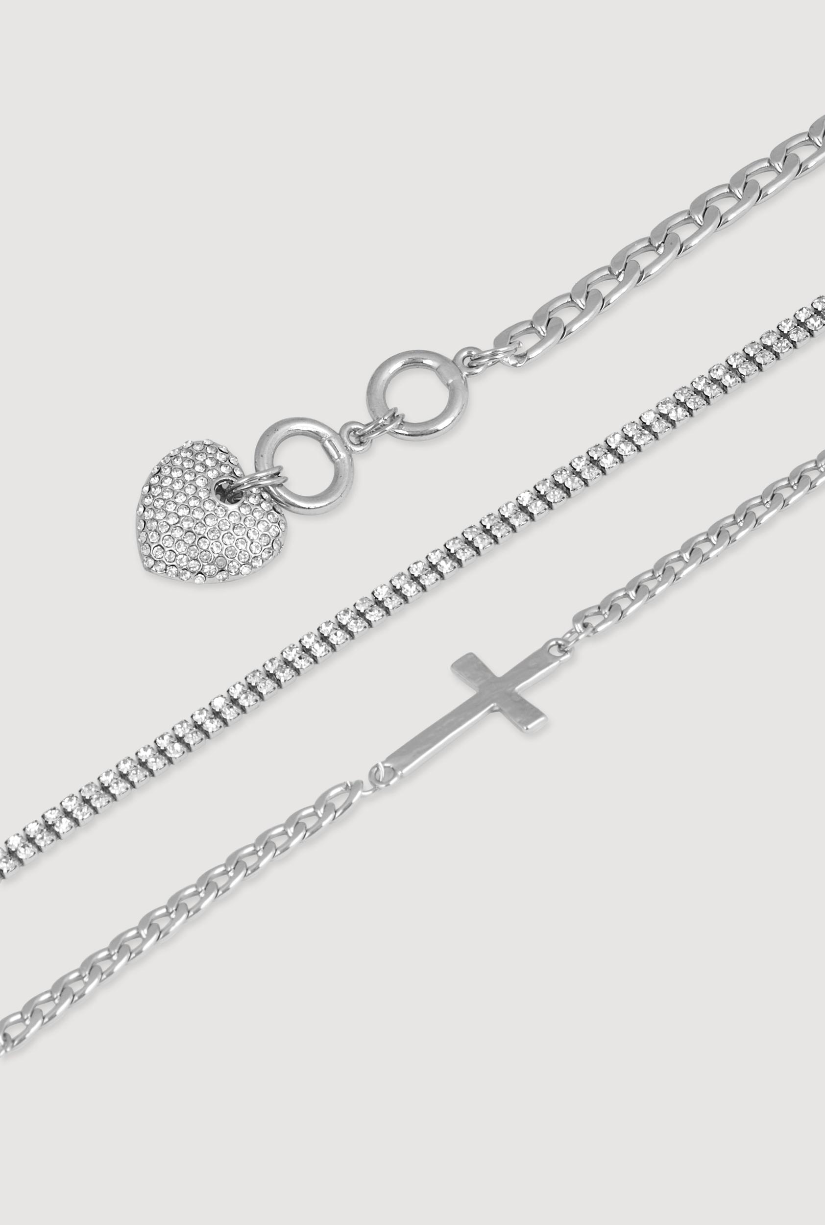 Metallic Hoop Earrings and Choker Necklace with Cuff Bracelet 3 Piece Set Unisex Product Image