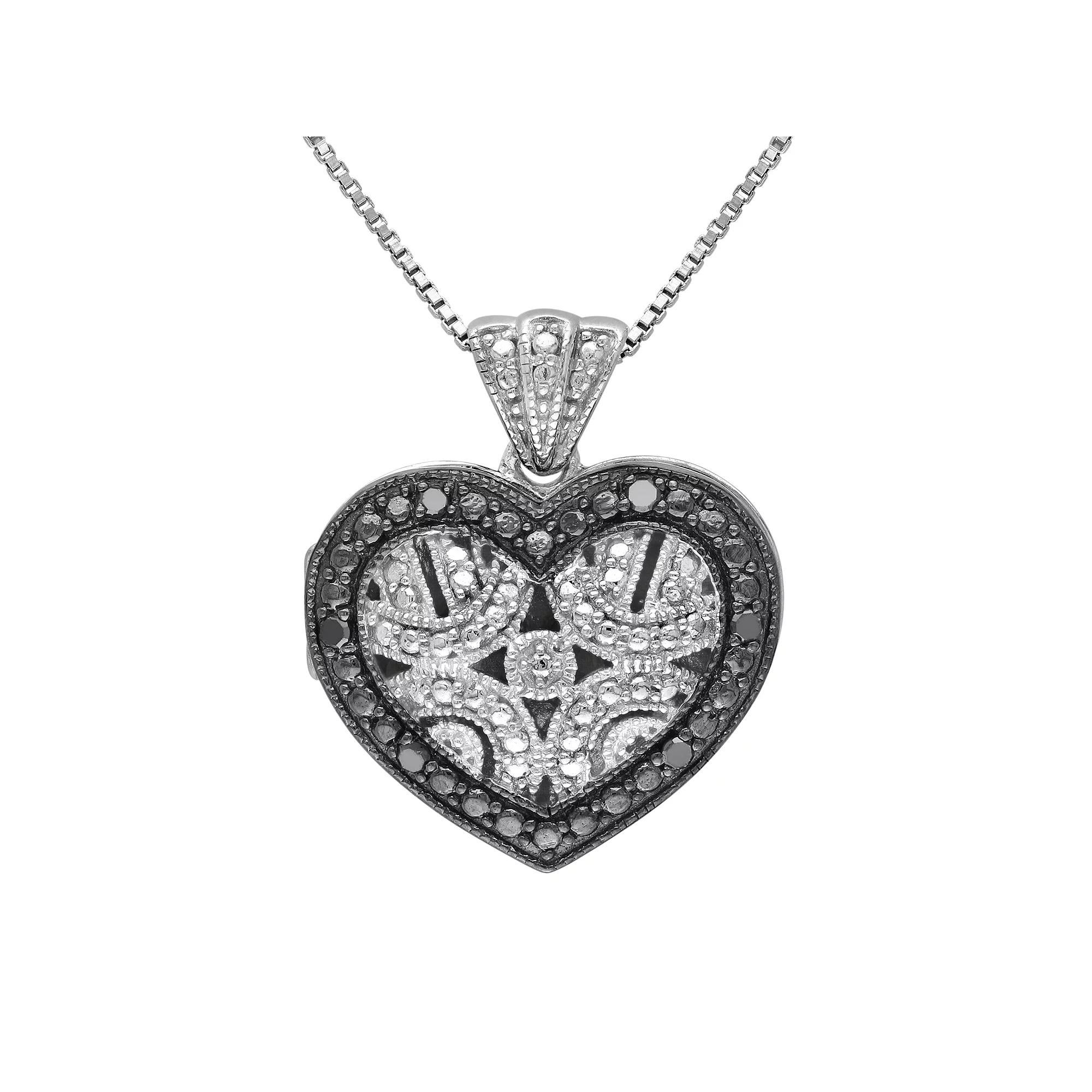 Stella Grace Black Diamond Accent Sterling Silver Heart Pendant Necklace, Women's, Size: 18" Product Image