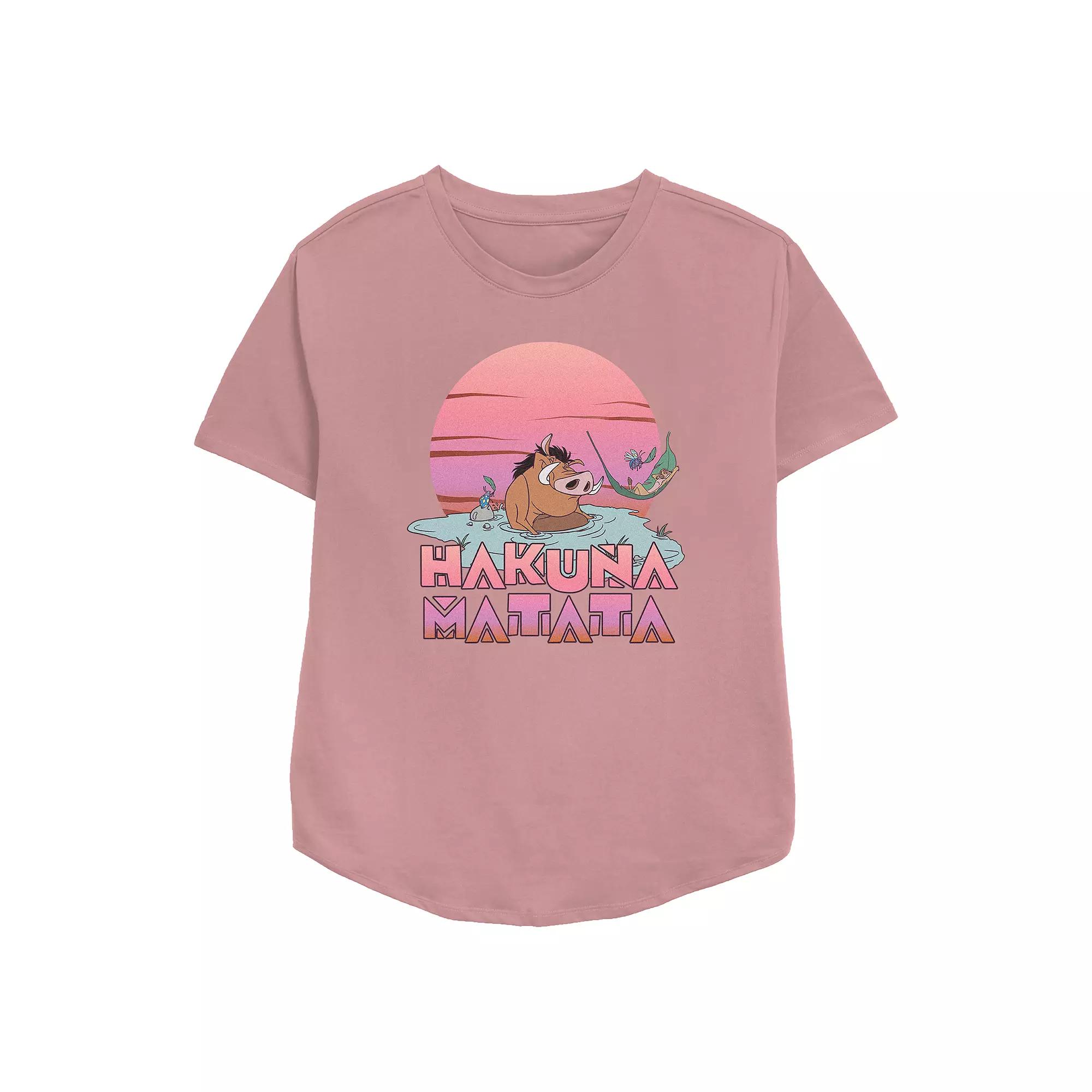 Disney's The Lion King Pumbaa And Timon Hakuna Matata Relaxing Bath Women's Relaxed Fit Graphic Tee,  Product Image