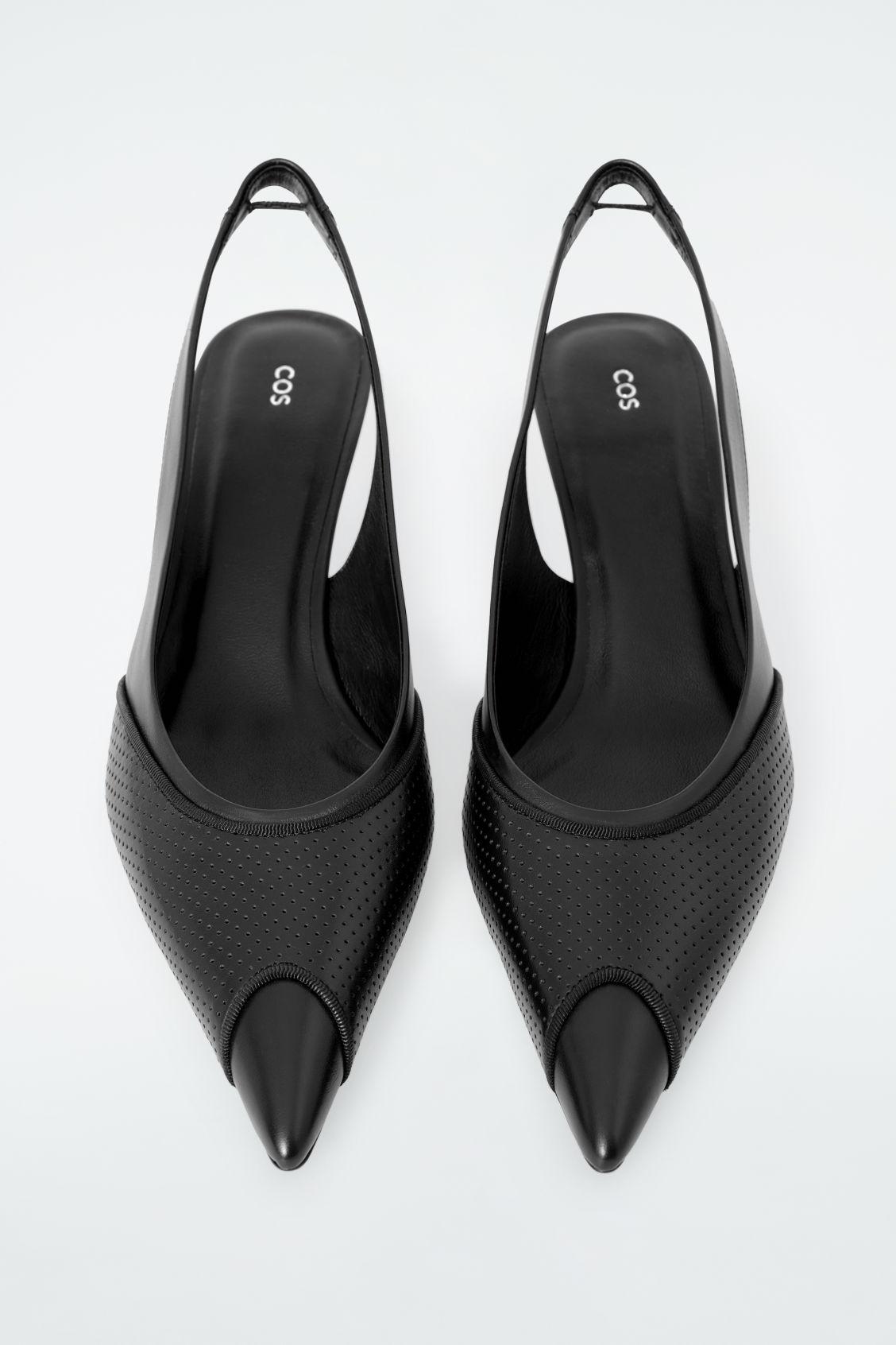 PERFORATED LEATHER SLINGBACK HEELS Product Image