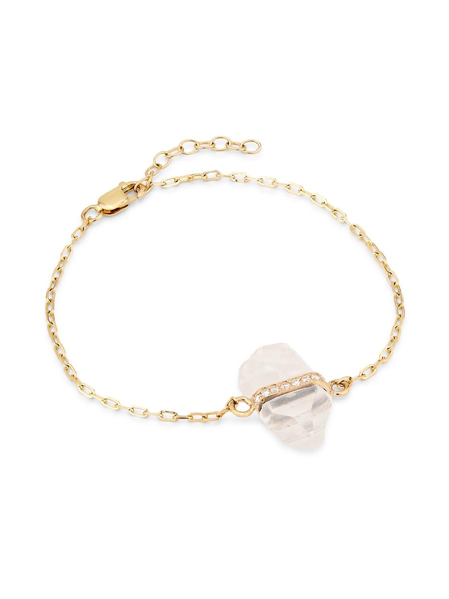 Womens Crystalline 14K Yellow Gold, Crystal Quartz & 0.25 TCW Diamond Bracelet Product Image