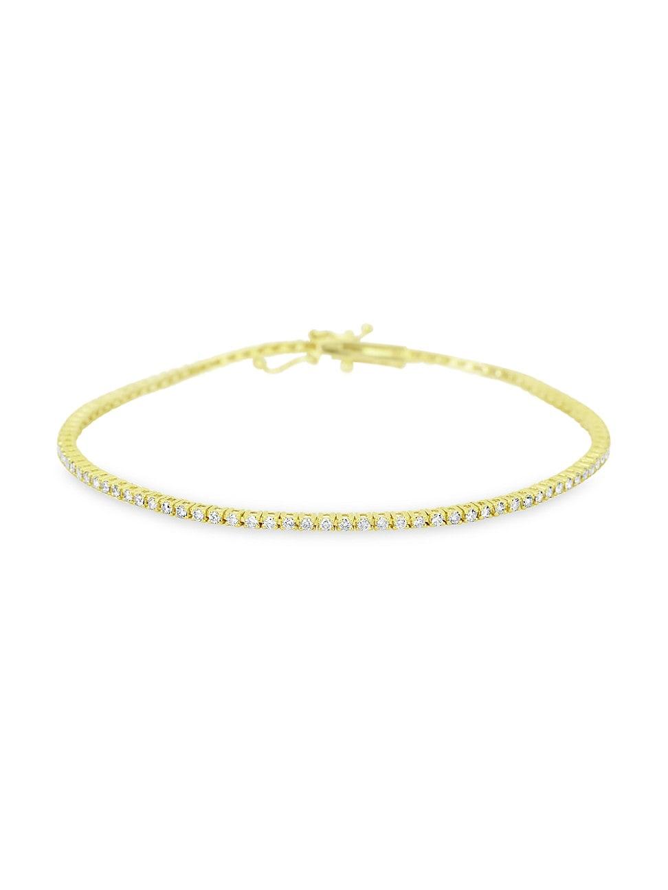 Womens 14K Yellow Gold & 1.00 TCW Diamond Tennis Bracelet Product Image
