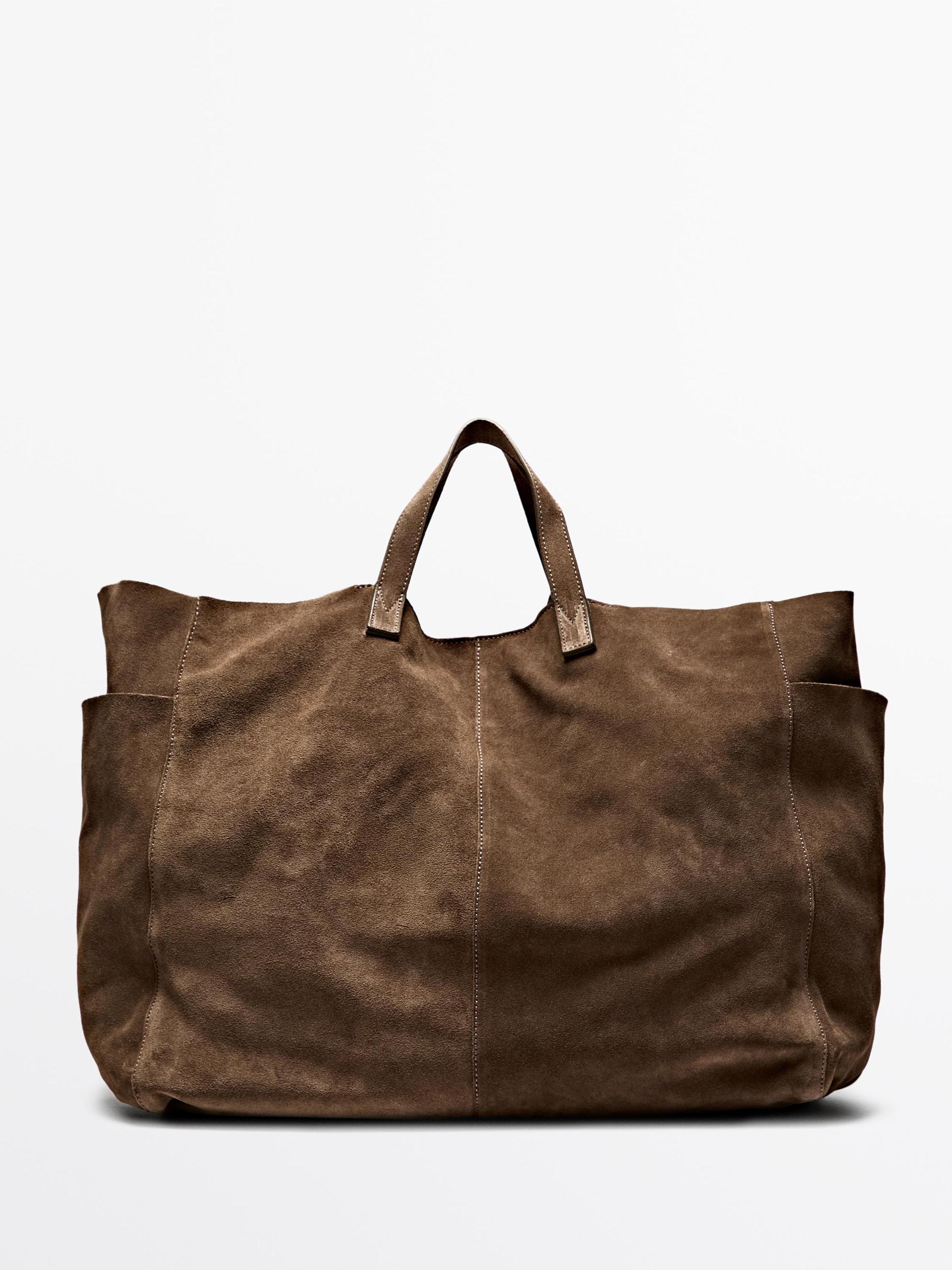 Leather and split leather maxi shopper bag Product Image
