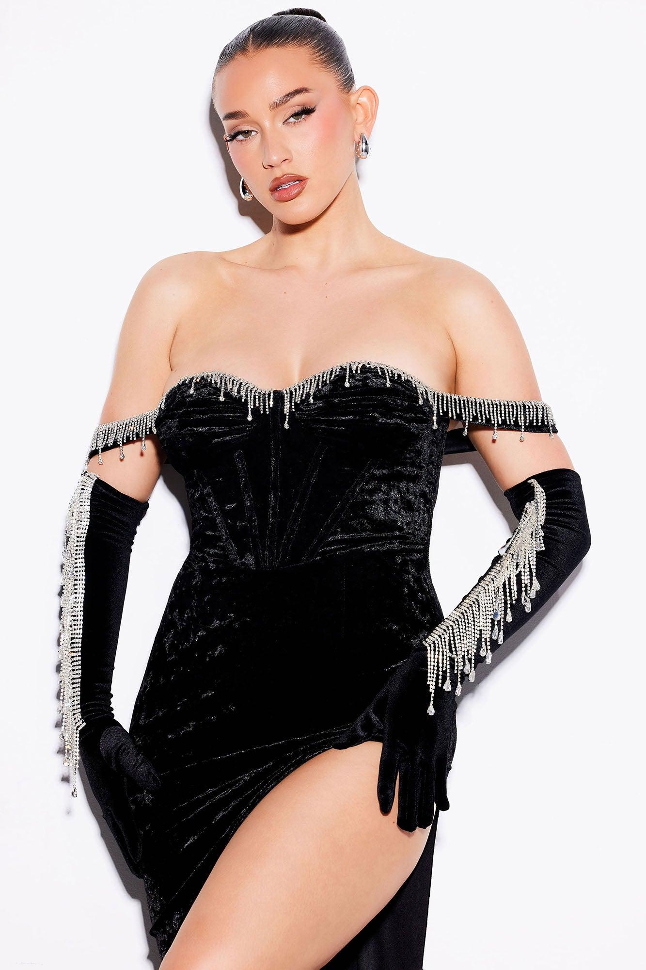 Gemma Velvet Maxi Dress - Black Product Image