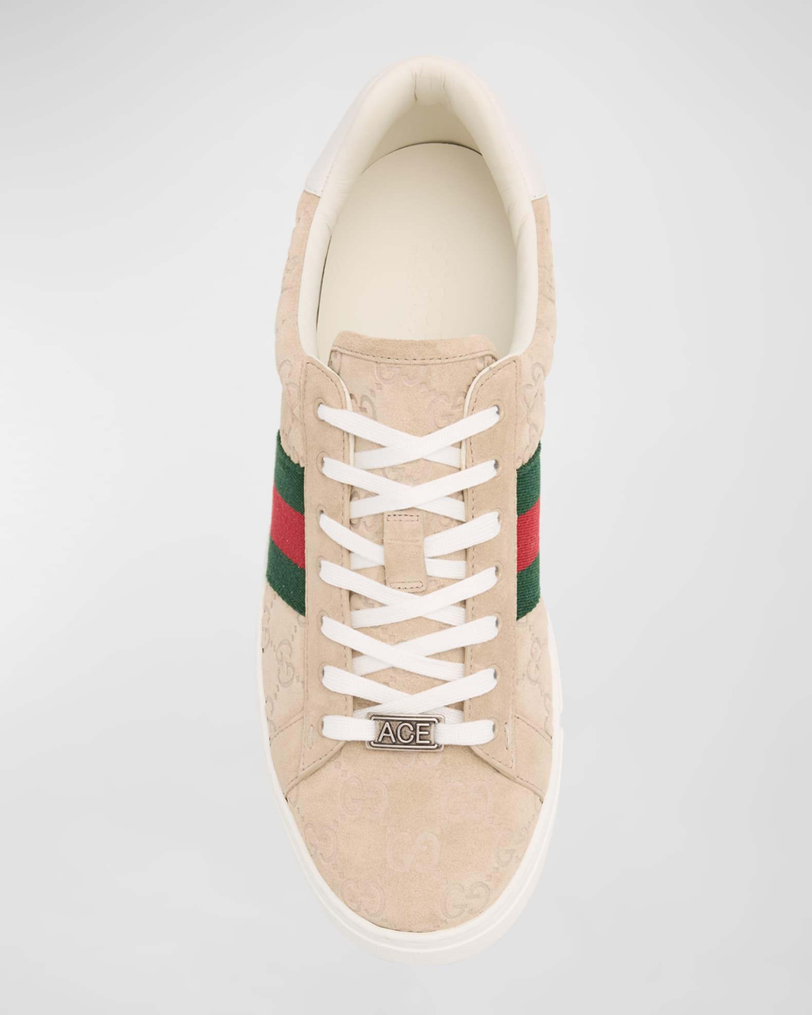 Men's Ace Suede Monogram Low-Top Sneakers Product Image