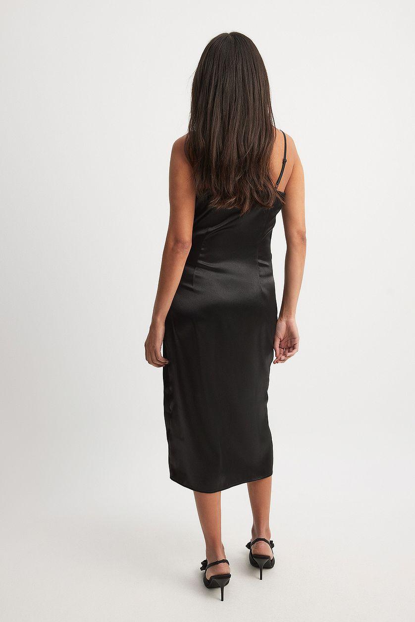 Overlap Satin Slip Dress Product Image