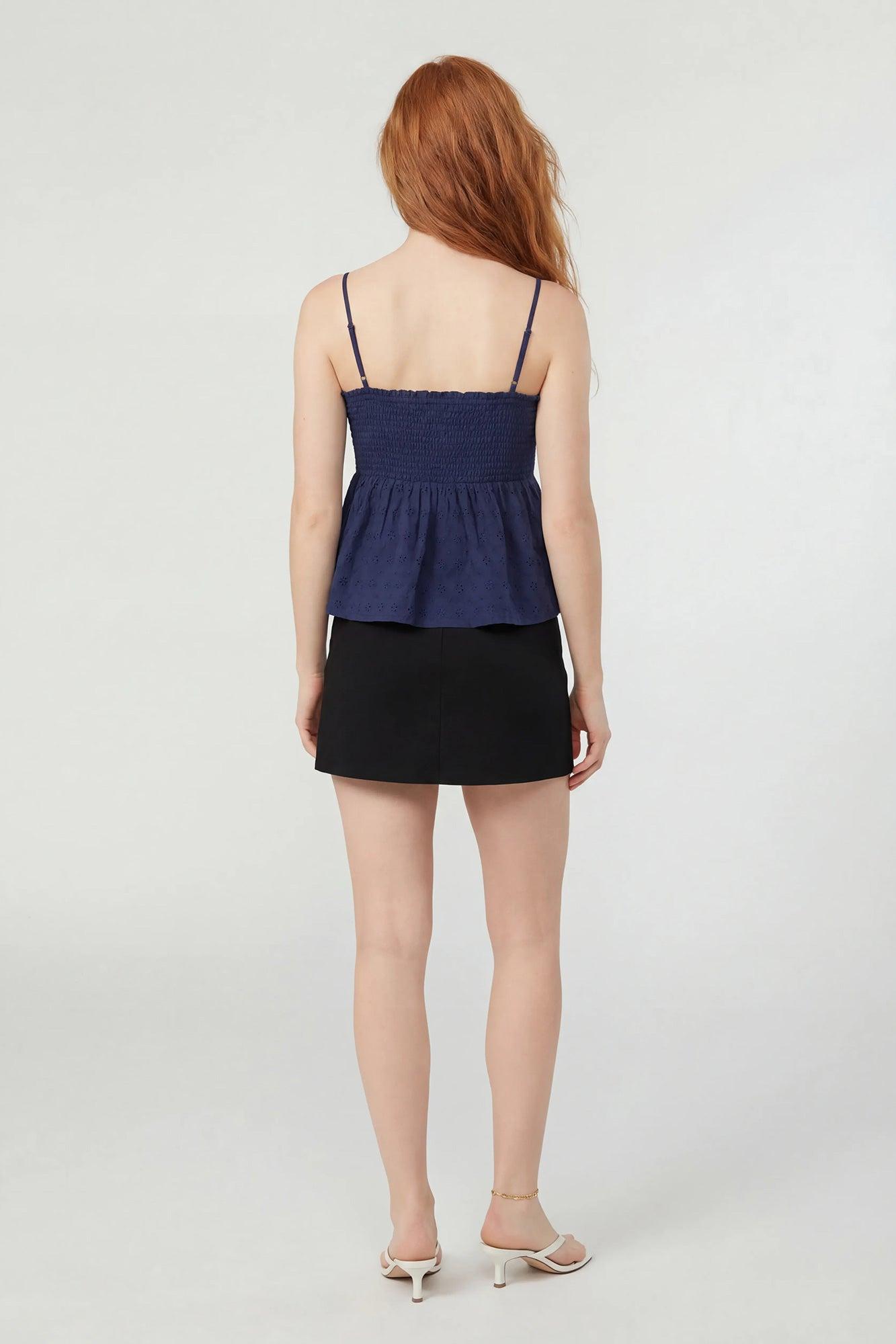 Smocked Eyelet Babydoll Tank Female Product Image