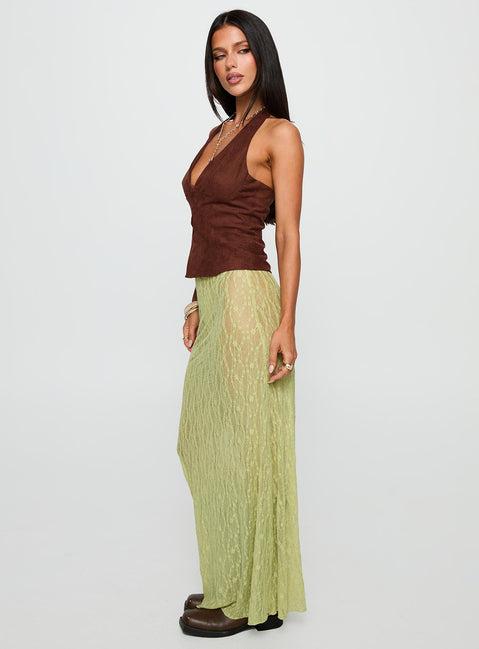 Pura Vida Lace Maxi Skirt Sage Product Image