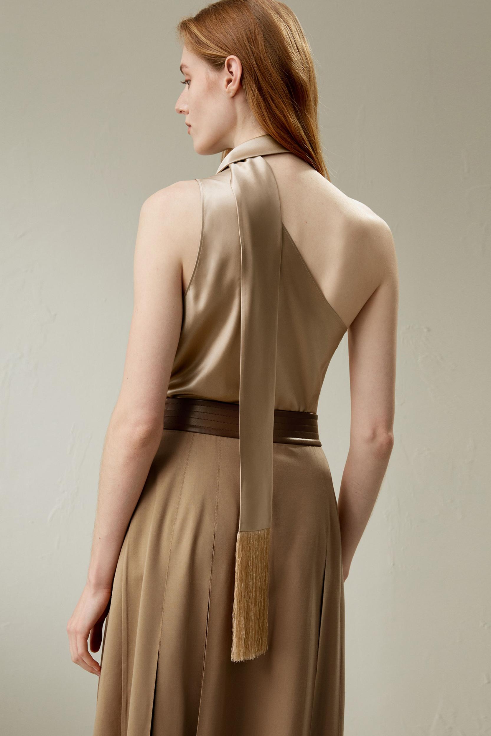 One-Shoulder Evening Watershine Silk Top Product Image