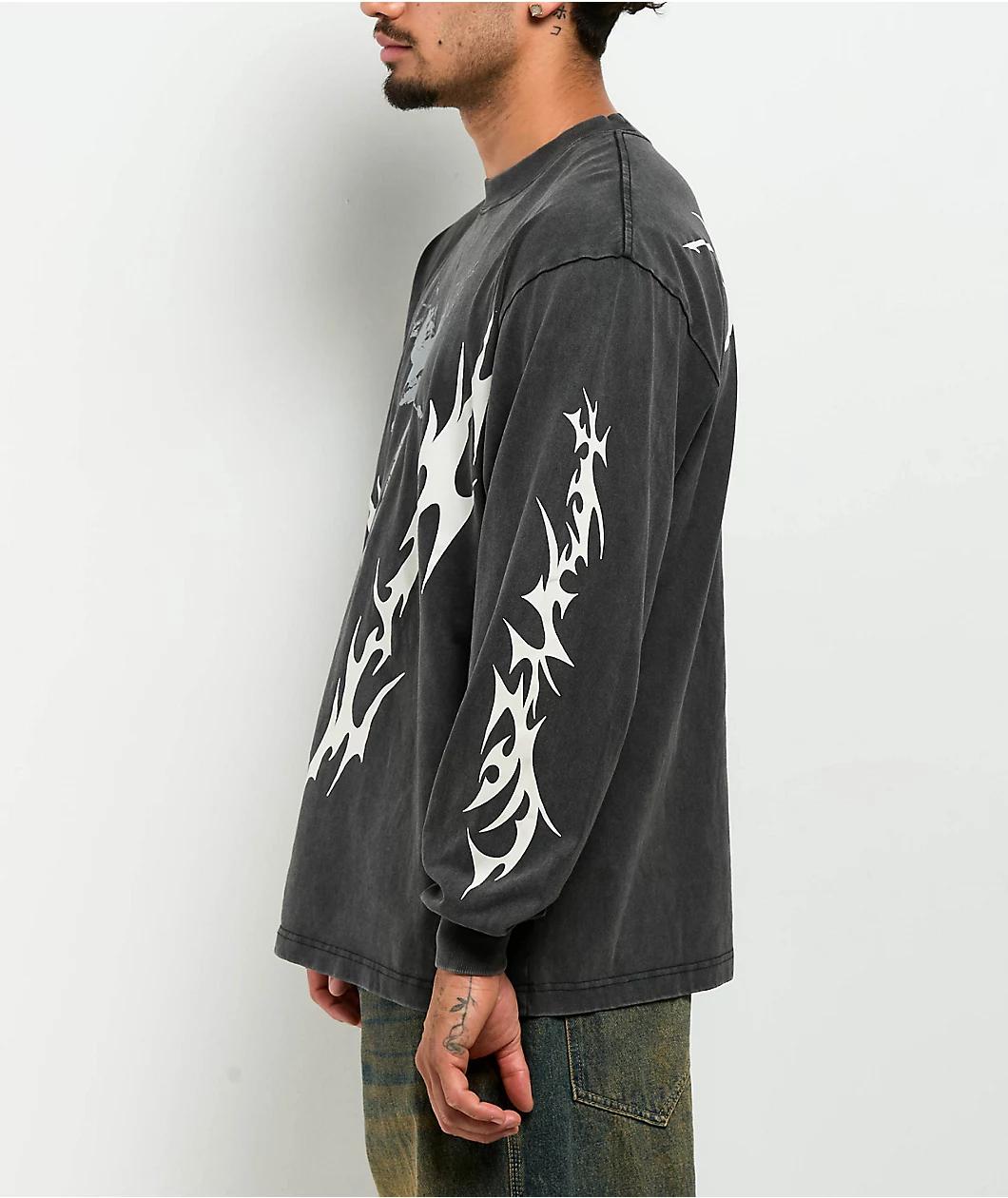 Vitriol Be Not Afraid Black Wash Long Sleeve T-Shirt Product Image