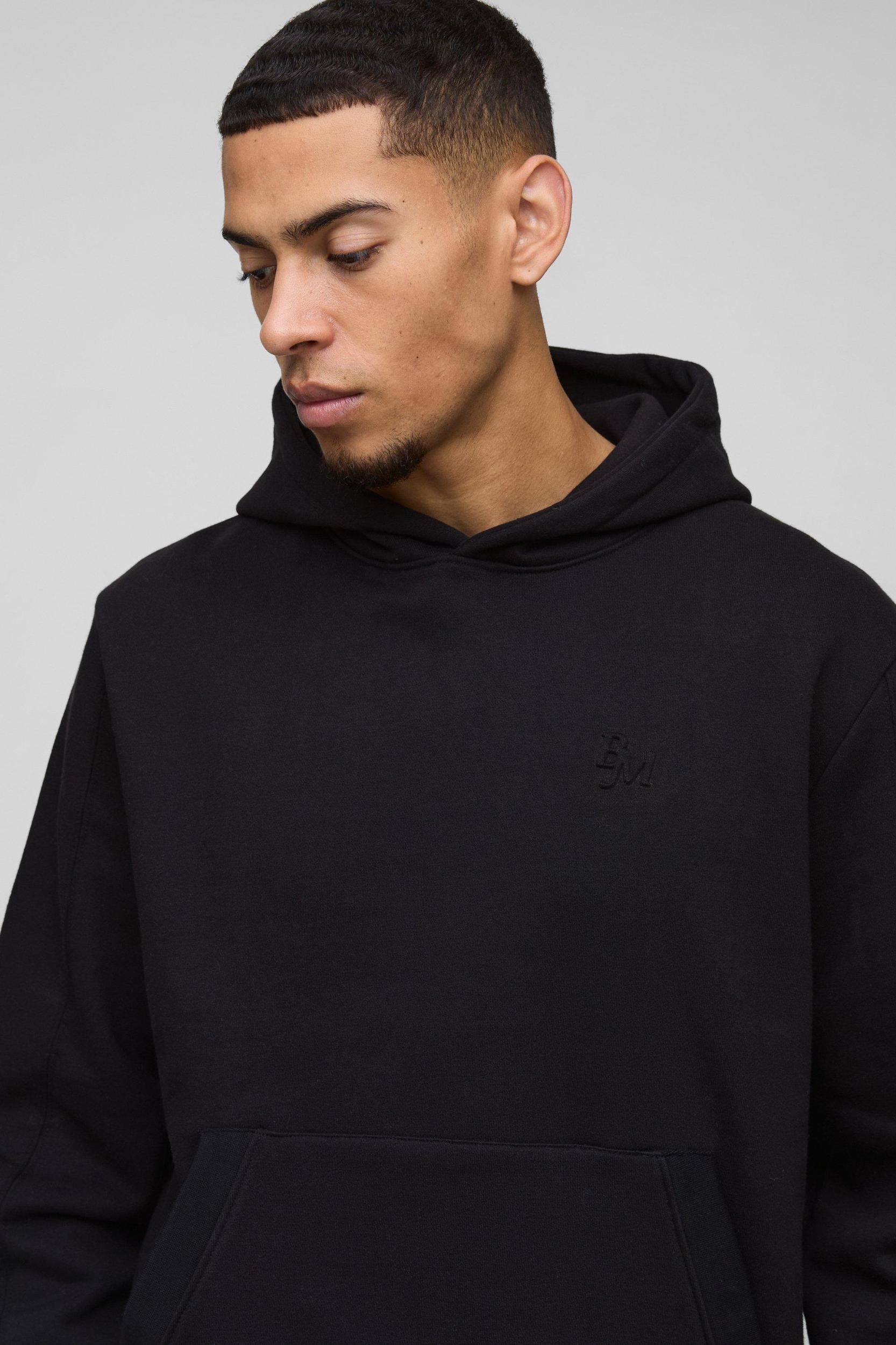 Regular Fit Embossed Heavyweight Hoodie | boohooMAN USA Product Image