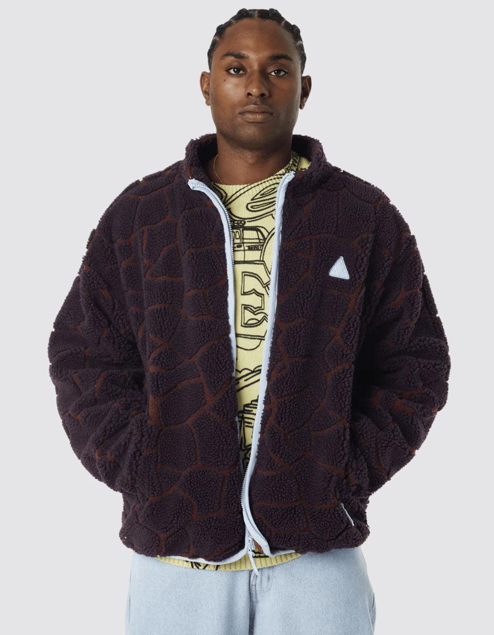 HUF Quake Mens High Pile Fleece Jacket - BROWN COMBO Product Image