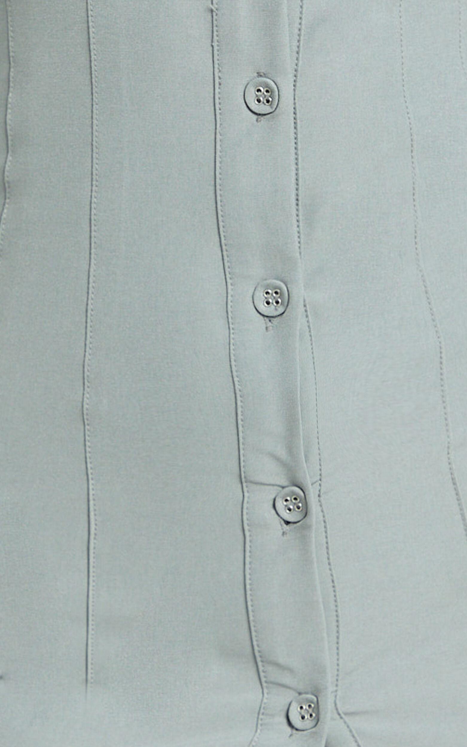 Genevieve Midi Dress - Slim Shirt Dress in Light Grey Product Image