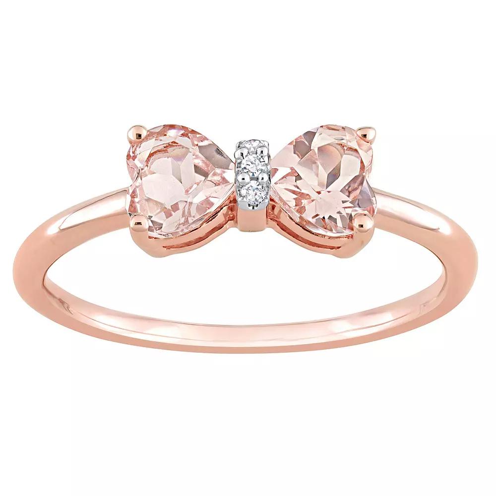 Stella Grace 10k Rose Gold Morganite & Diamond Accent Bow Ring, Women's,  Product Image