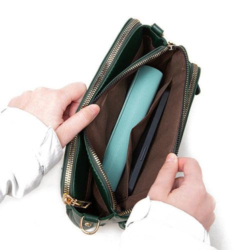 Crossbody Leather Shoulder Bag and Clutch with Stainless Steel Card Wallet Product Image