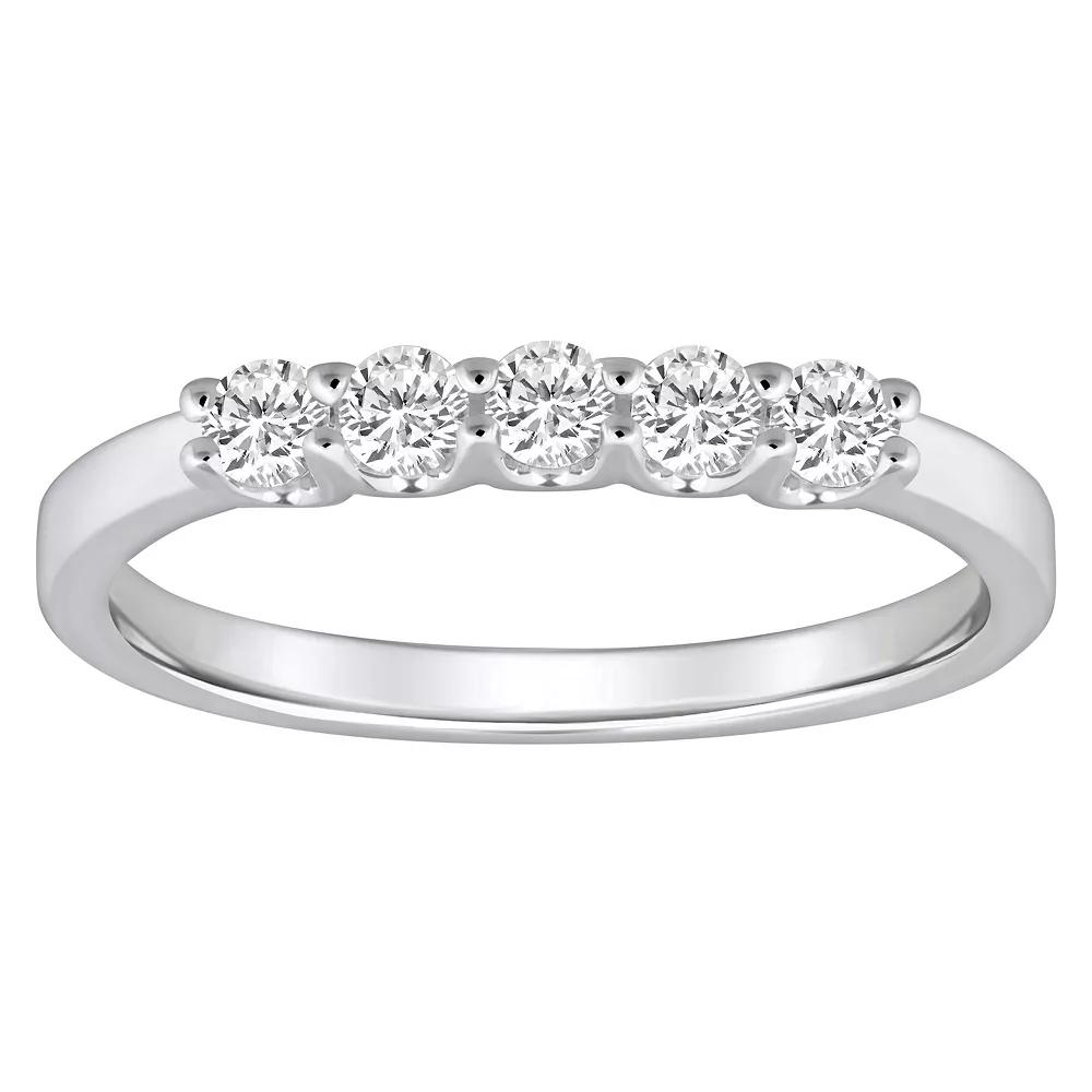 Alyson Layne 14k Gold 1/3 Carat T.W. Diamond 5-Stone Wedding Band, Women's, Size: 9, White Product Image