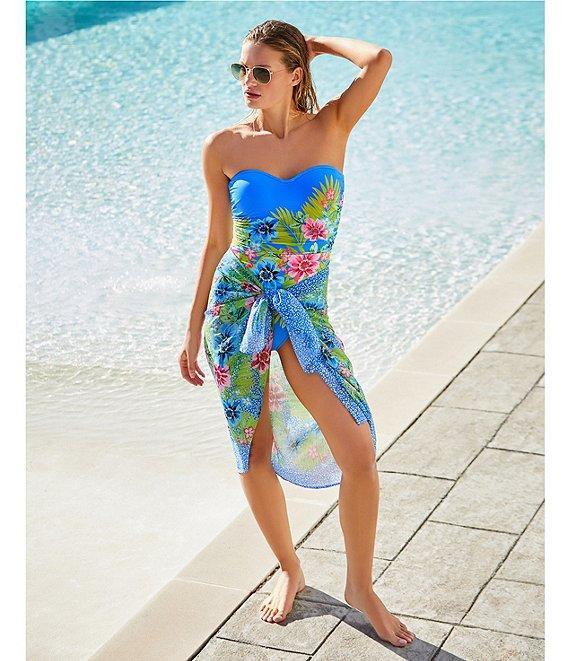 Bleu Rod Beattie Let's Get Away Sweetheart Neck Shirred Bandeau One Piece Swimsuit Product Image