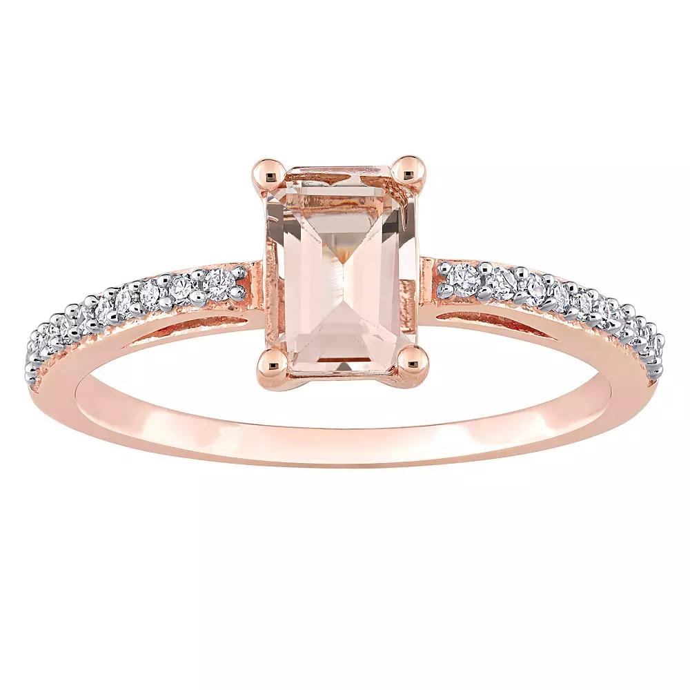 Stella Grace 10k Rose Gold Morganite & 1/10 Carat T.W. Diamond Engagement Ring, Women's,  Product Image