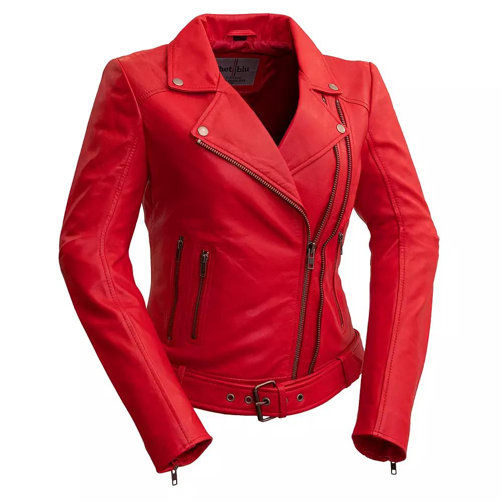 Women's Whet Blu Chloe Asymmetrical Leather Jacket,  Product Image