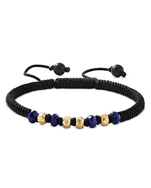 David Yurman Mens Nylon & 18K Yellow Gold Woven Bracelet with Lapis & Black Onyx Product Image