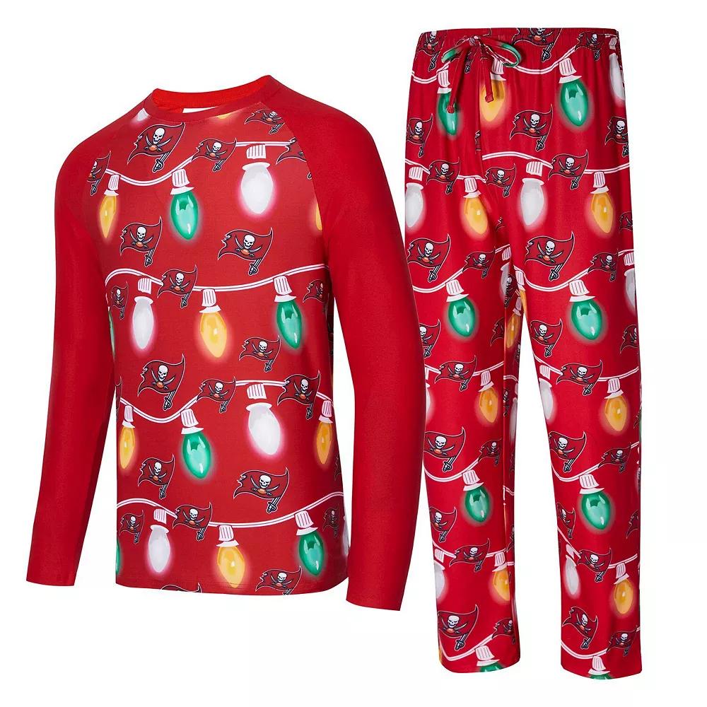 Men's Concepts Sport  Red Tampa Bay Buccaneers Garland Knit Raglan Long Sleeve T-Shirt and Pants Set, Size: Large Product Image