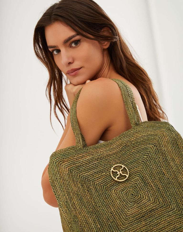 Raffia Pyramid Bag - Green Product Image