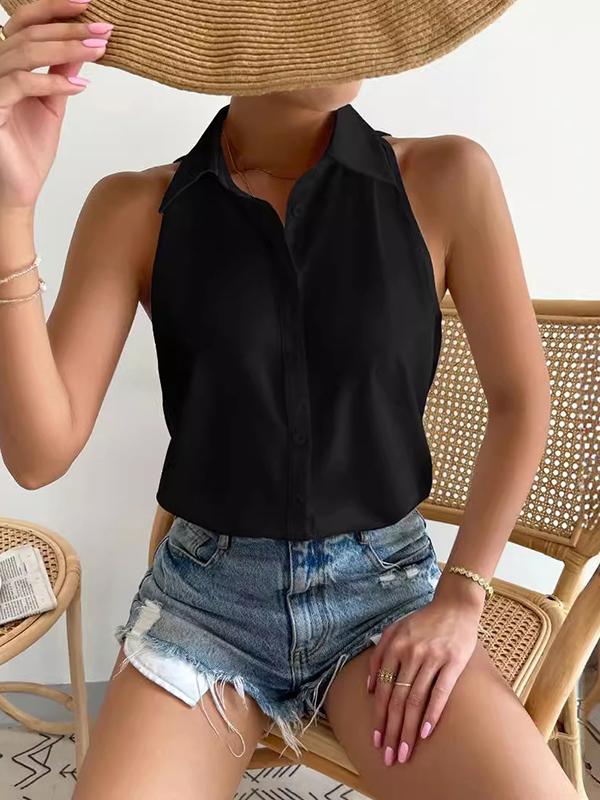 Loose Plus Size Solid Color Split-Joint Lapel Blouses Product Image
