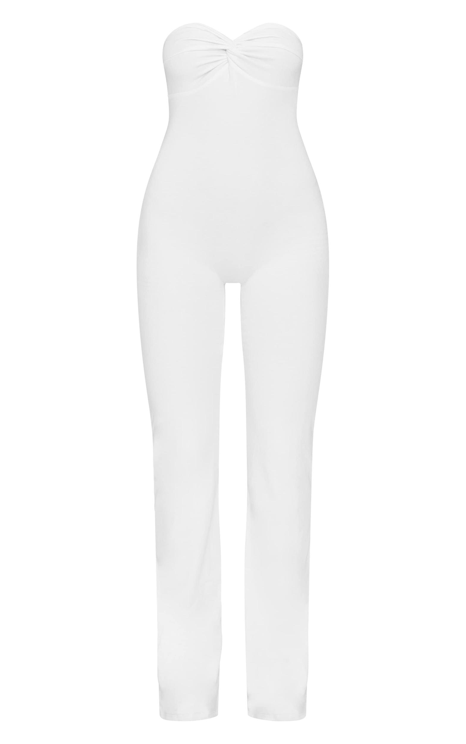  Cream Double Layer Contour Jersey Twist Bandeau Jumpsuit Product Image