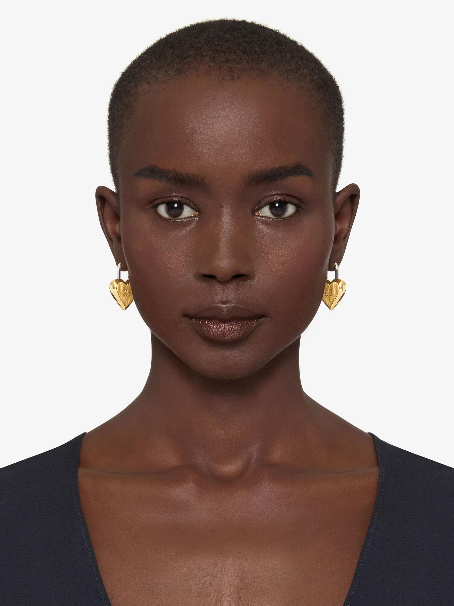 Heart Lock earrings in metal Product Image