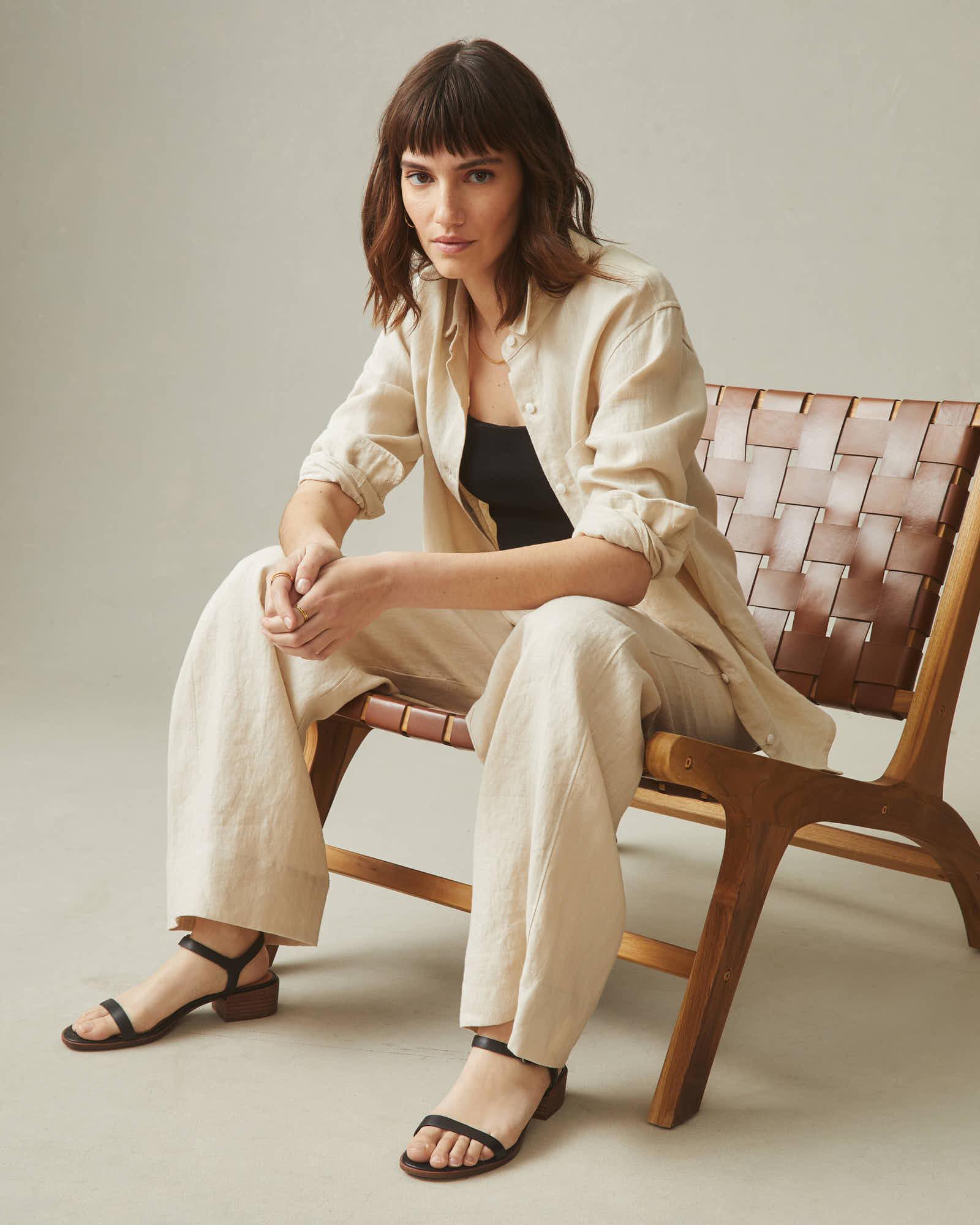 Women's Linen Wide Leg Pant - Cotton Product Image