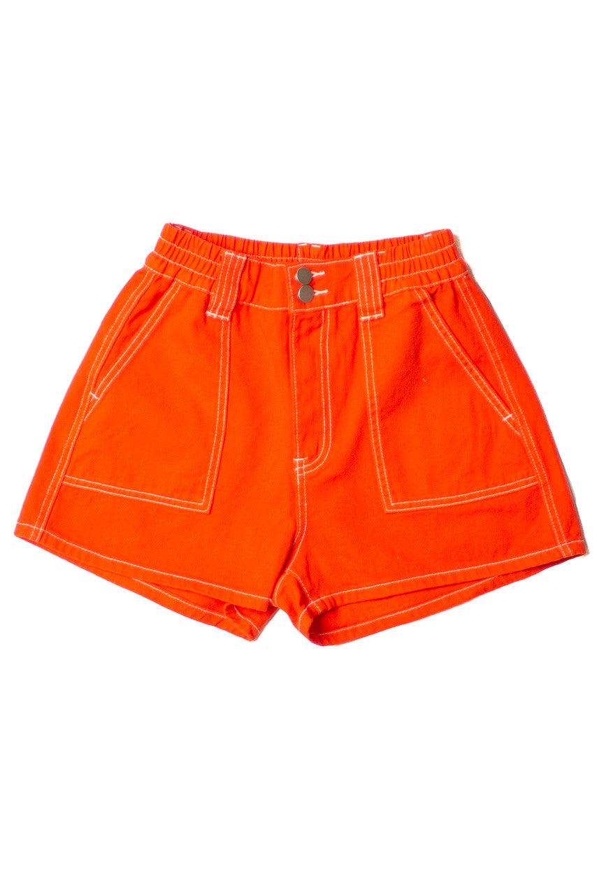 Orange Contrast Seam Carpenter Shorts Product Image