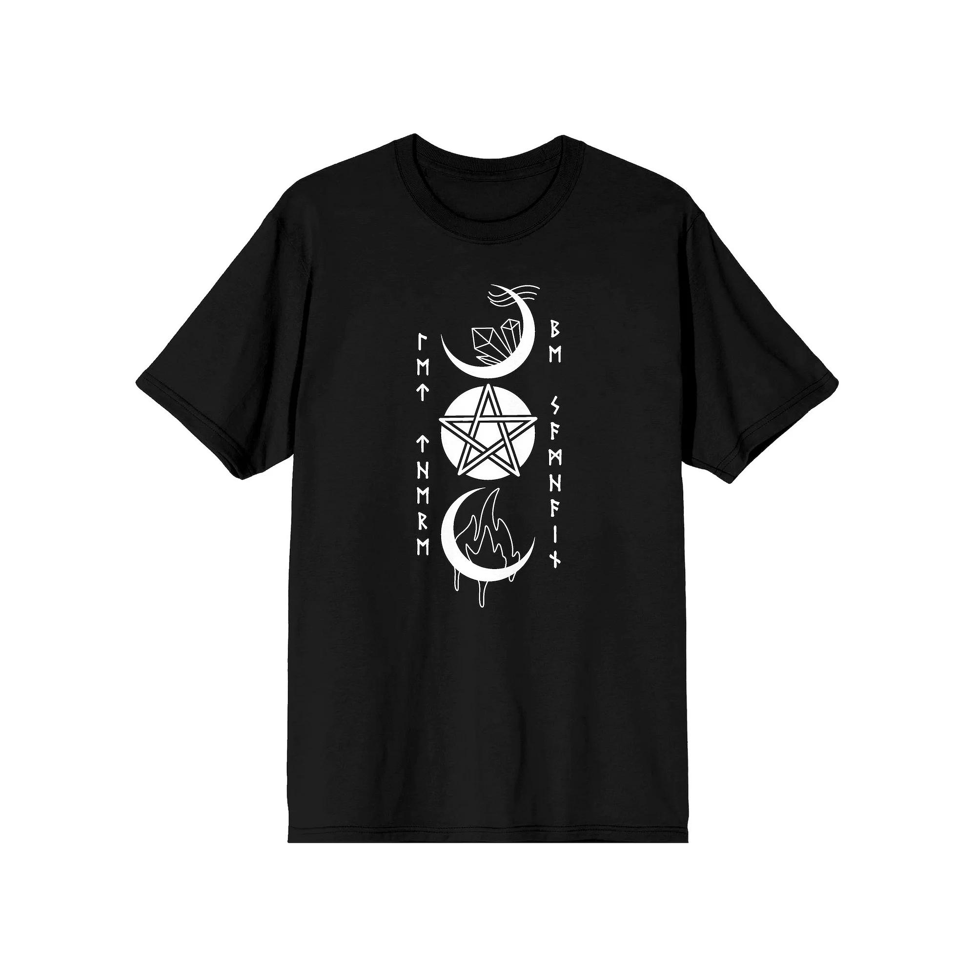 Men's Halloween Moon & Pentagram "Let There Be Samhain" Runes Graphic Tee,  Product Image
